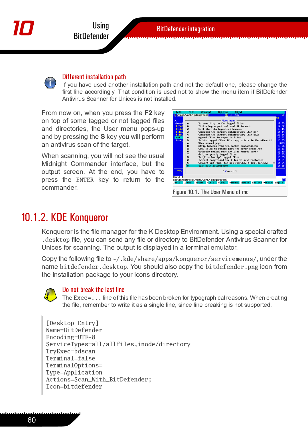 Unisar 1.24.1867 manual KDE Konqueror, Different installation path, Do not break the last line 