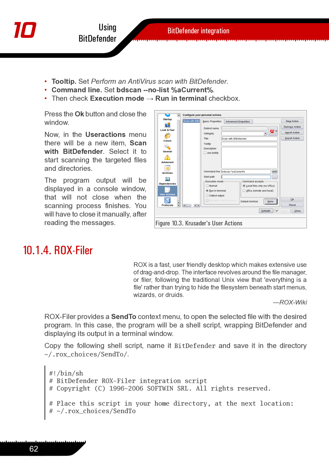 Unisar 1.24.1867 manual ROX-Filer, Krusaders User Actions 