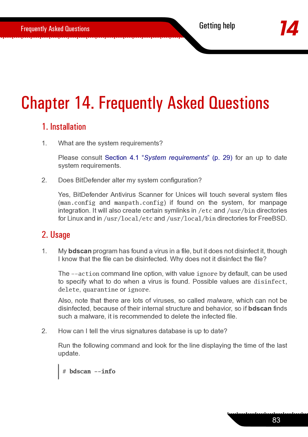 Unisar 1.24.1867 manual Frequently Asked Questions 