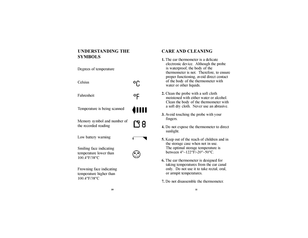 Unisar BR101 manual Understanding Symbols, Care and Cleaning 