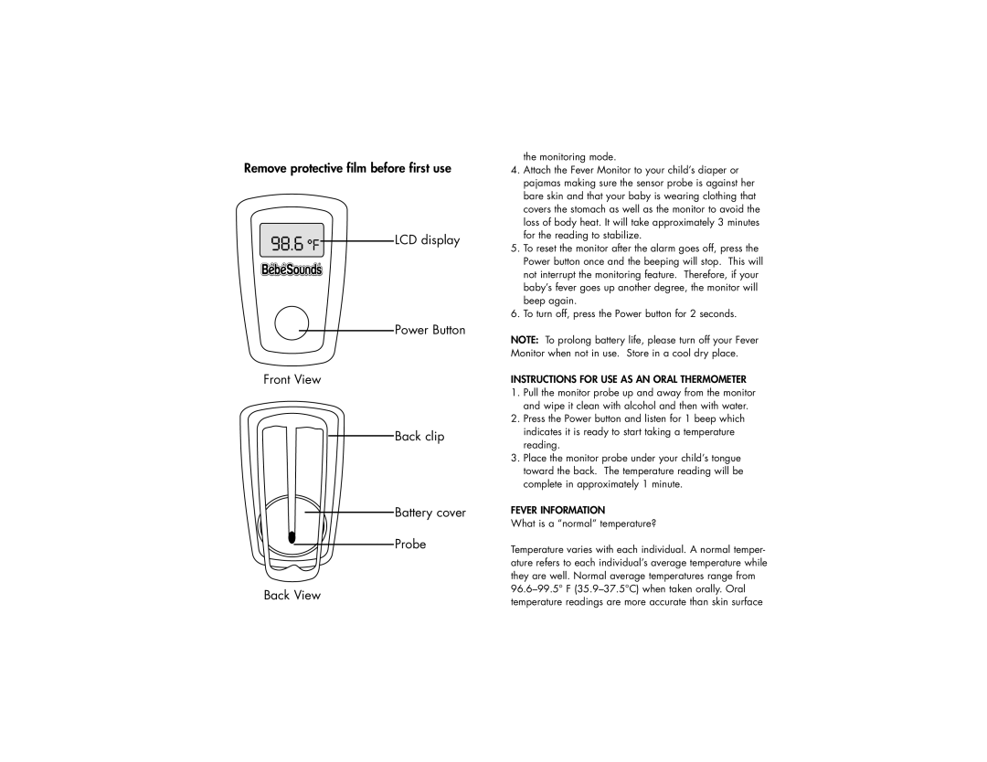 Unisar BR143 manual Instructions for USE AS AN Oral Thermometer, Fever Information 