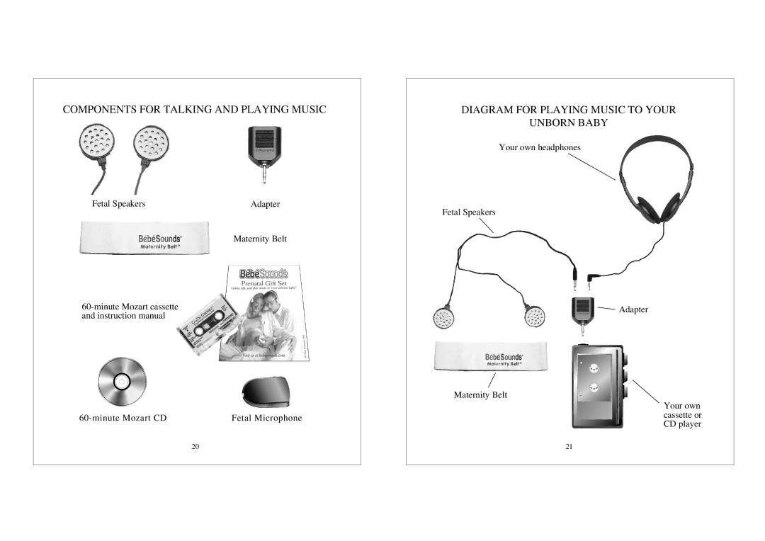 Unisar Prenatal Heart Monitor Components for Talking and Playing Music, Diagram for Playing Music to Your, Unborn Baby 