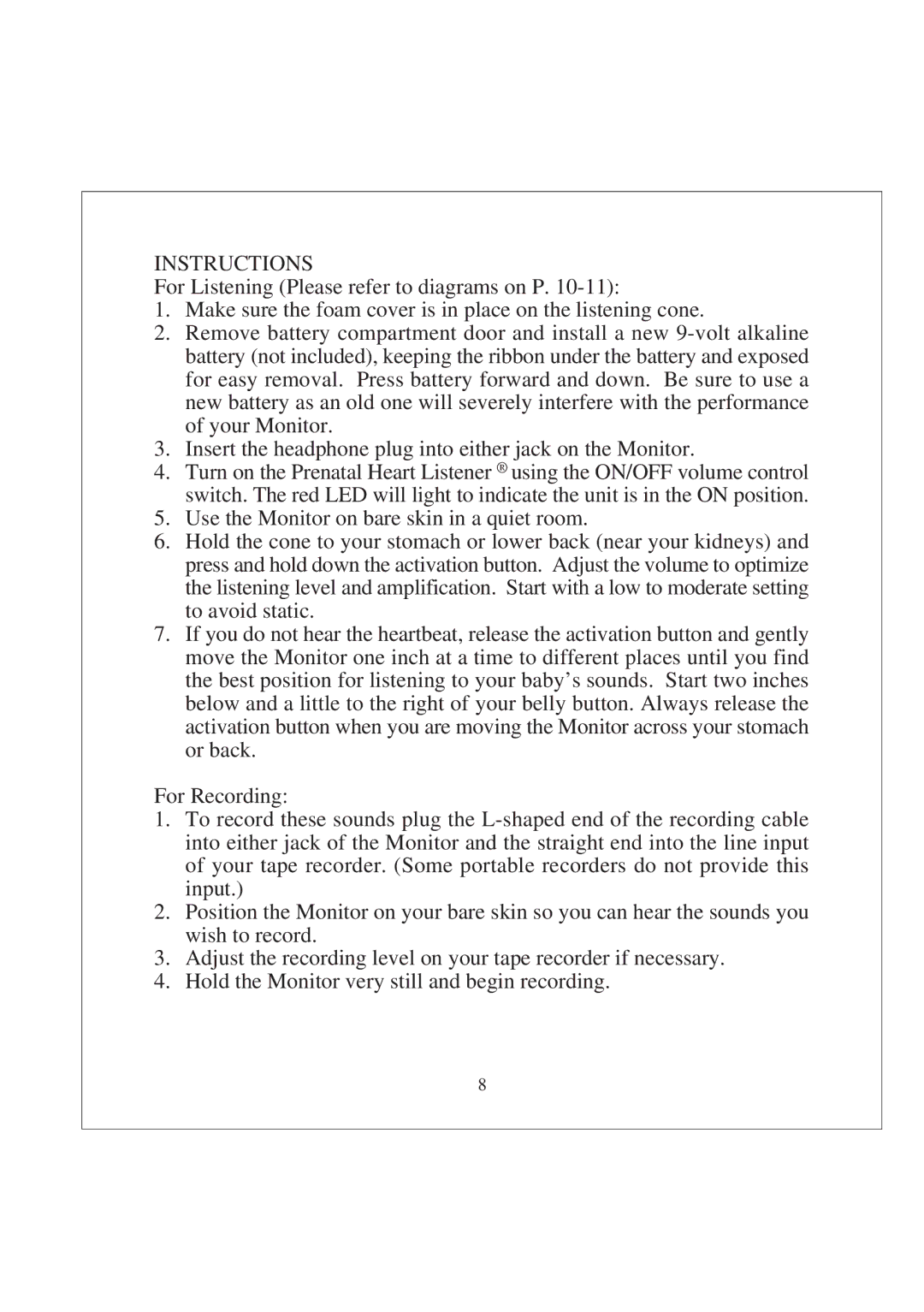 Unisar Prenatal Heart Monitor manual Instructions, Troubleshooting 