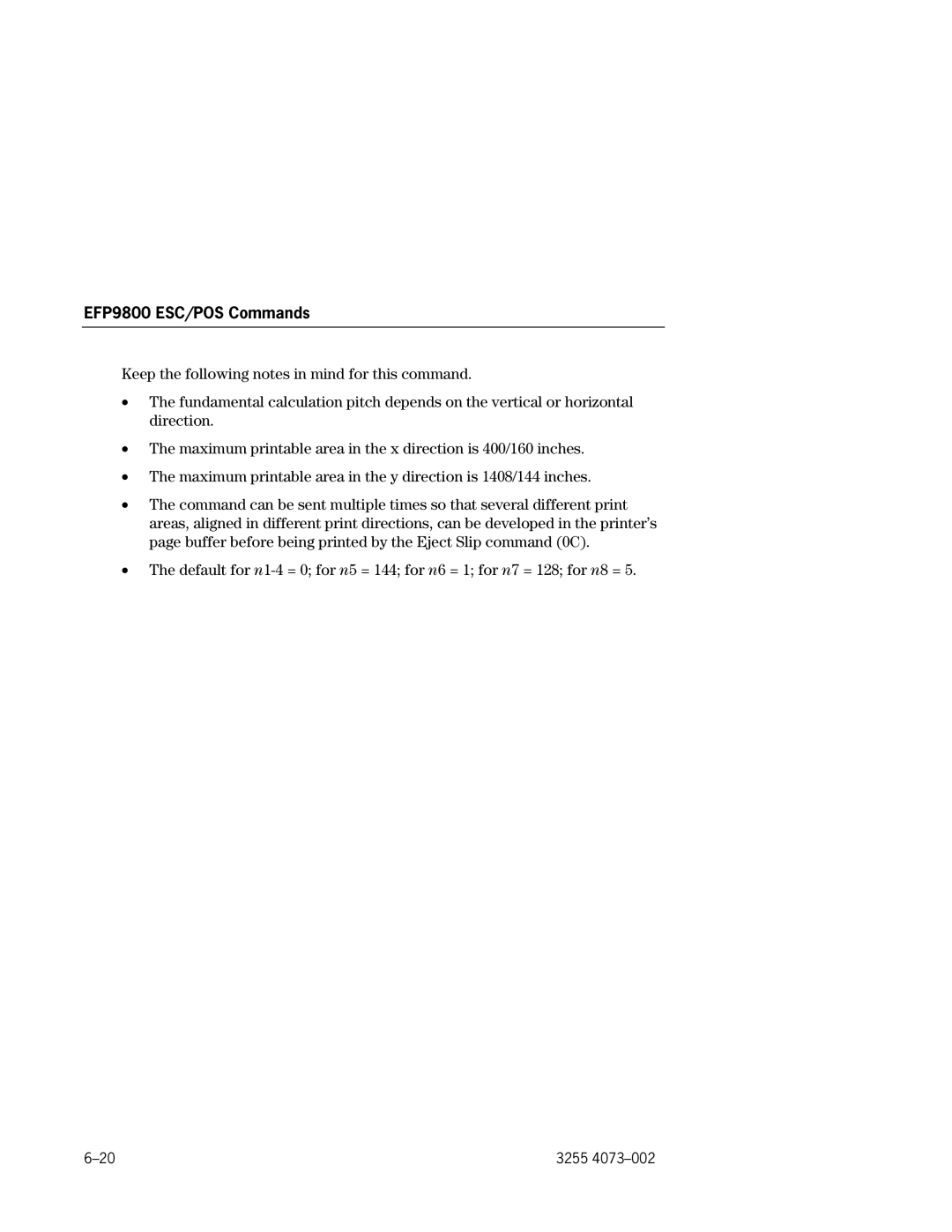 Unisys manual EFP9800 ESC/POS Commands 