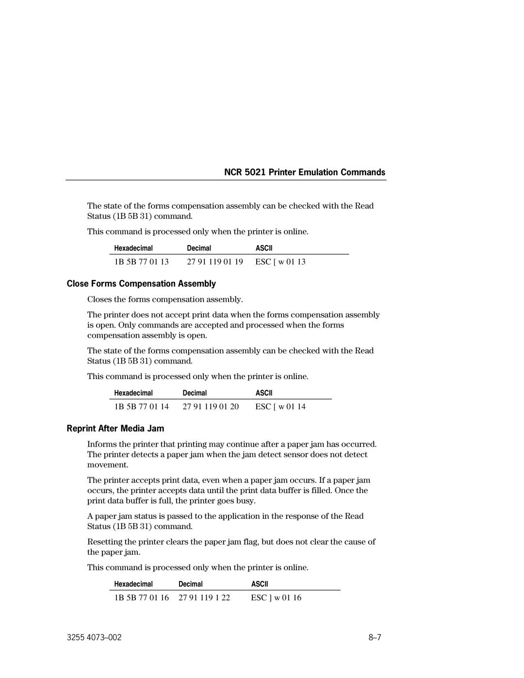 Unisys EFP9800 manual Close Forms Compensation Assembly, Reprint After Media Jam 