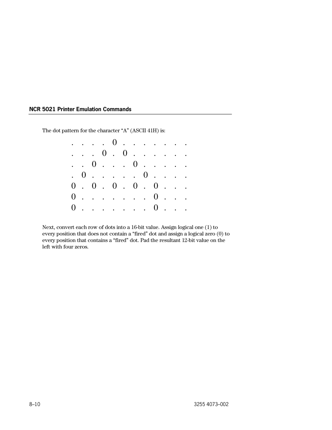 Unisys EFP9800 manual NCR 5021 Printer Emulation Commands 