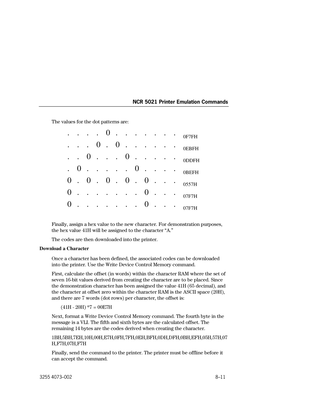 Unisys EFP9800 manual Download a Character 