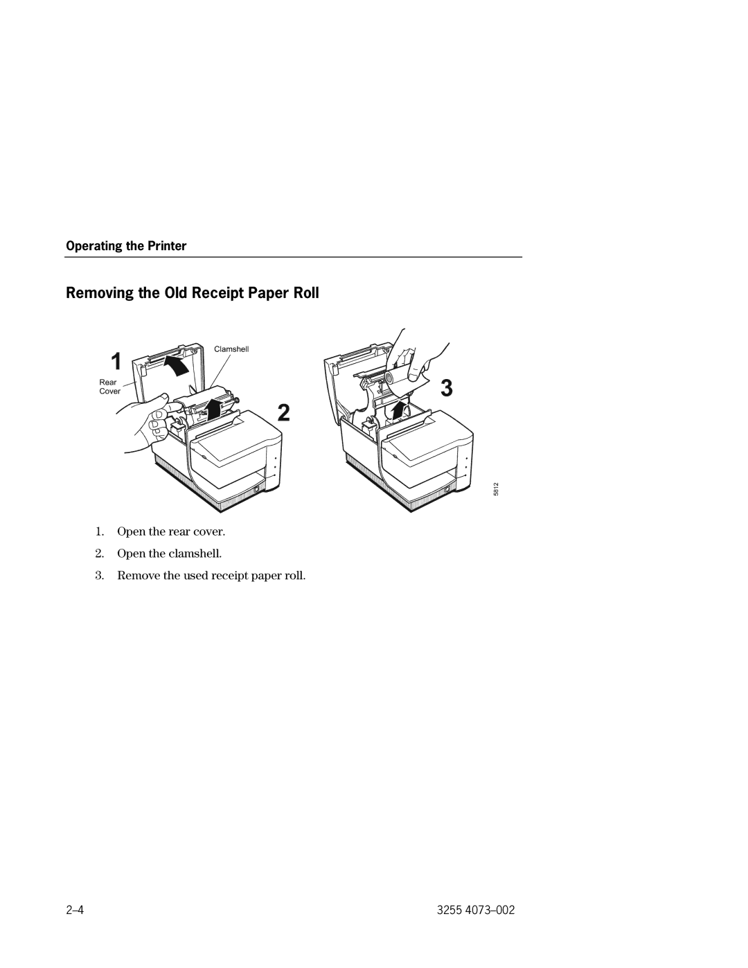 Unisys EFP9800 manual Removing the Old Receipt Paper Roll 