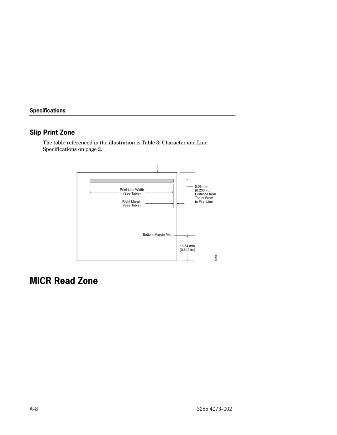 Unisys EFP9800 manual Micr Read Zone, Slip Print Zone 