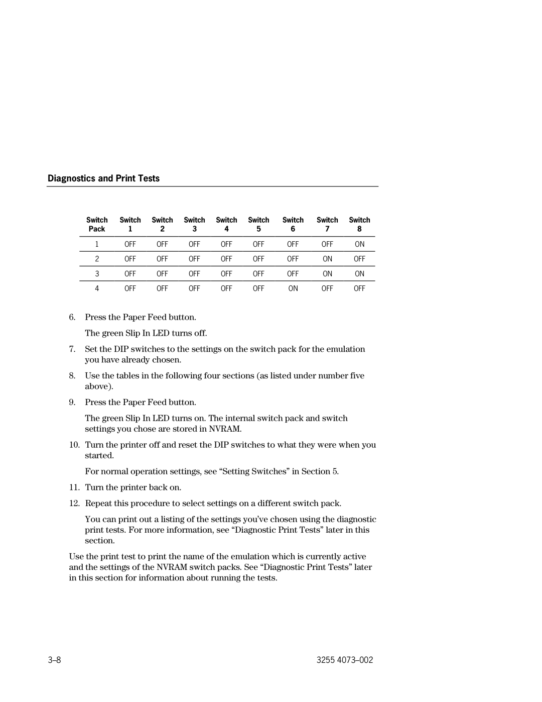 Unisys EFP9800 manual Switch Pack 