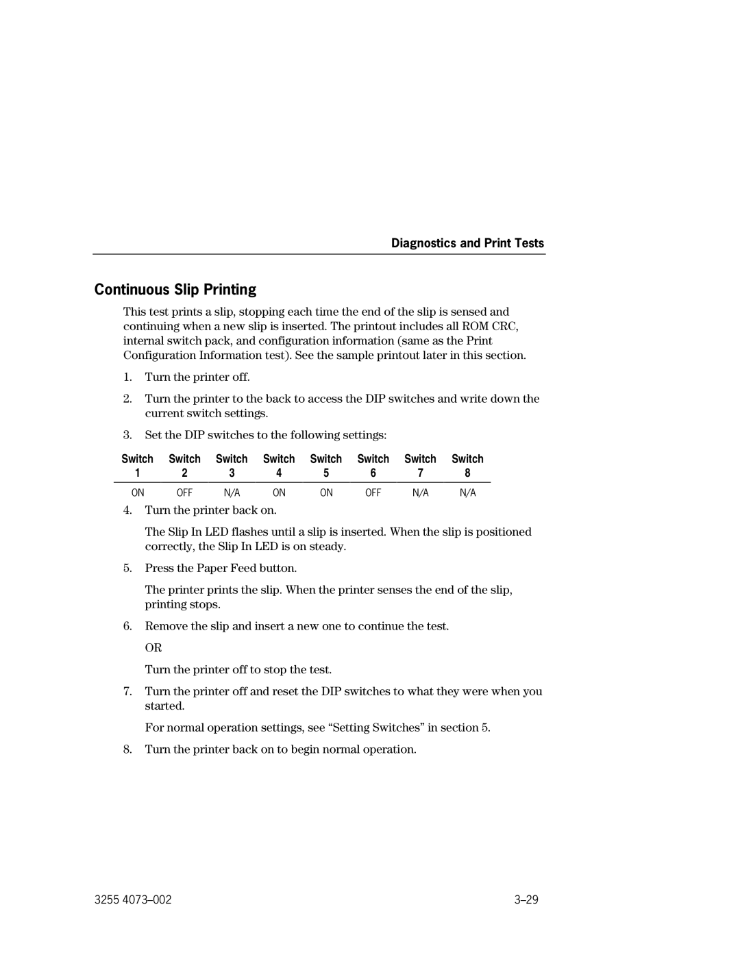 Unisys EFP9800 manual Continuous Slip Printing 