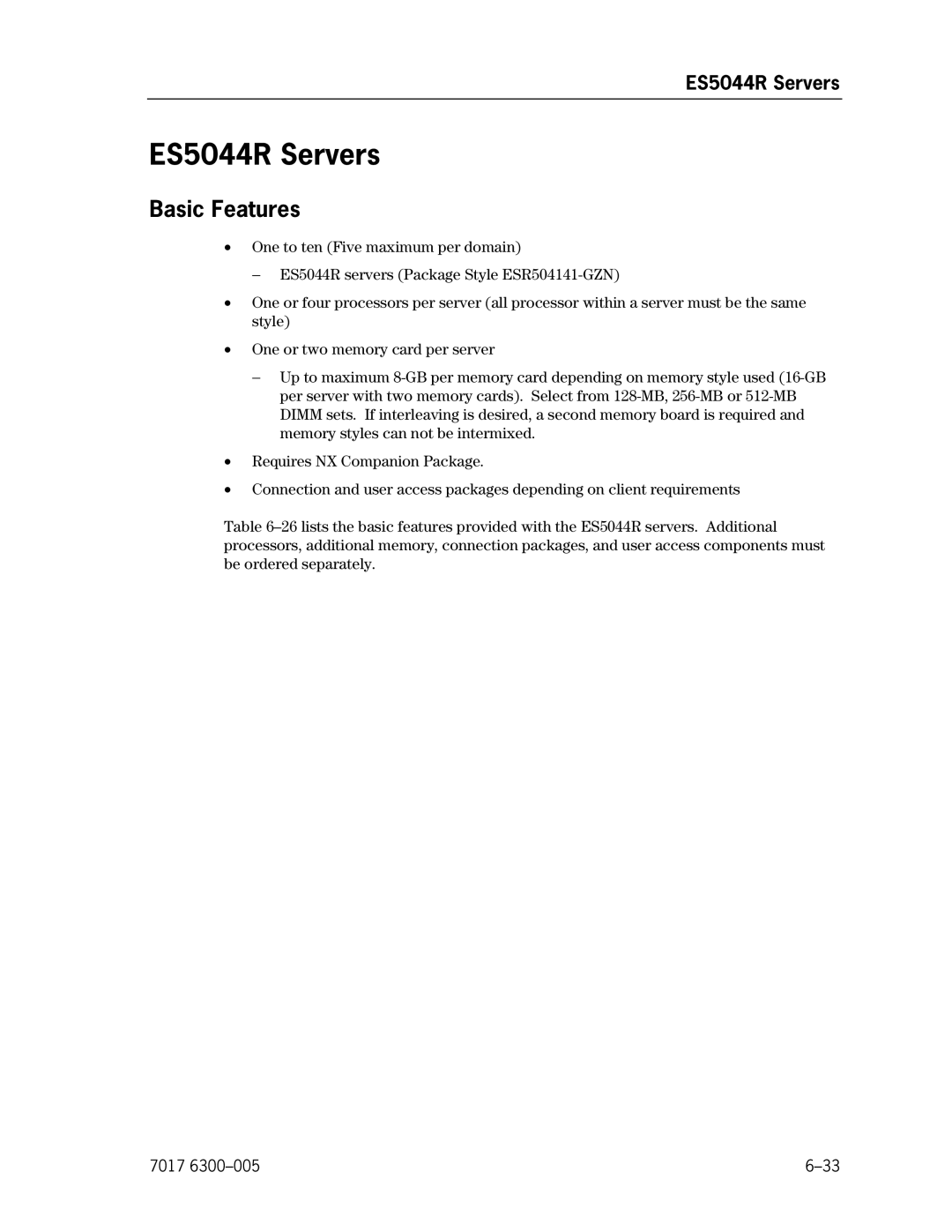 Unisys NX5820 manual ES5044R Servers 