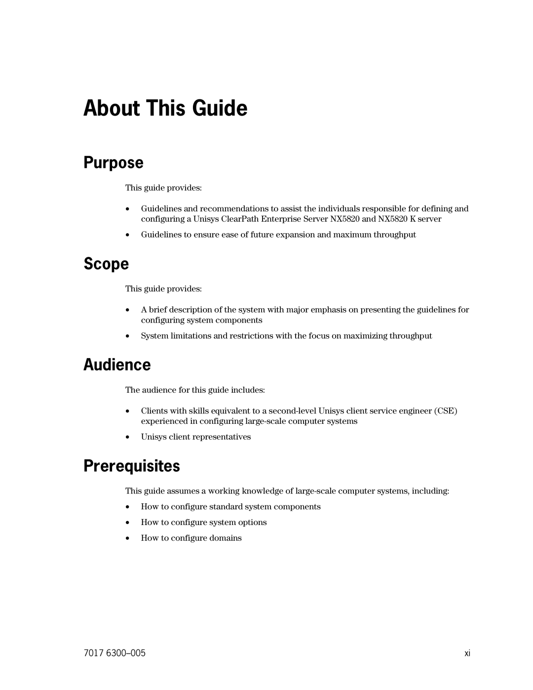 Unisys NX5820 manual Purpose, Scope, Audience, Prerequisites 