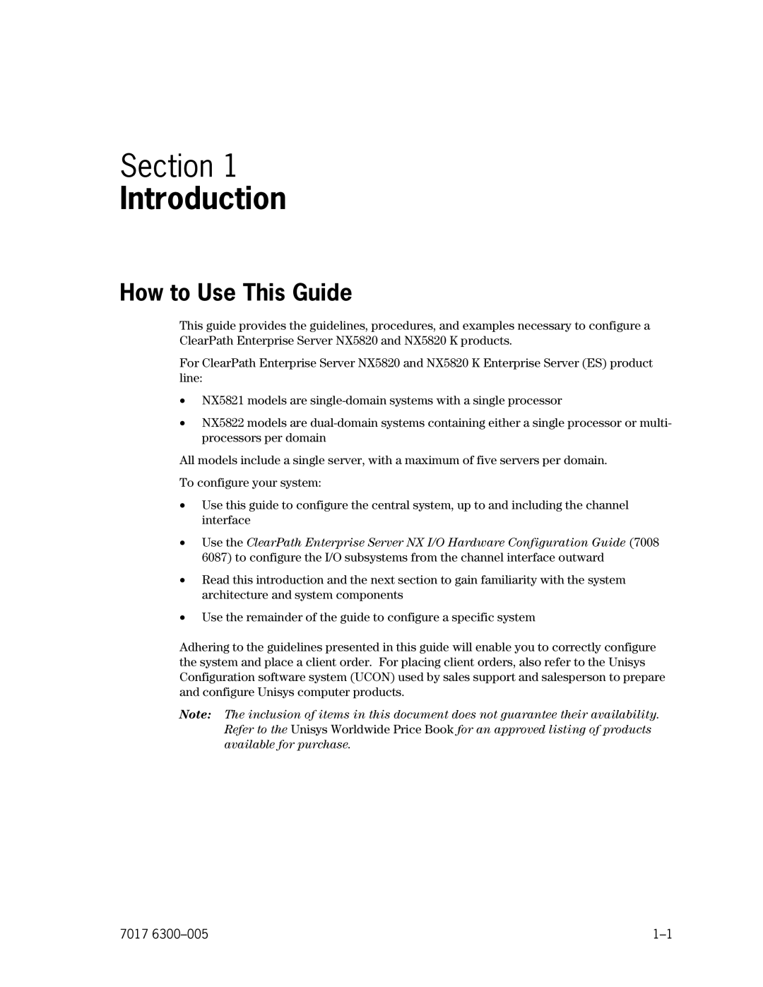 Unisys NX5820 manual Introduction 