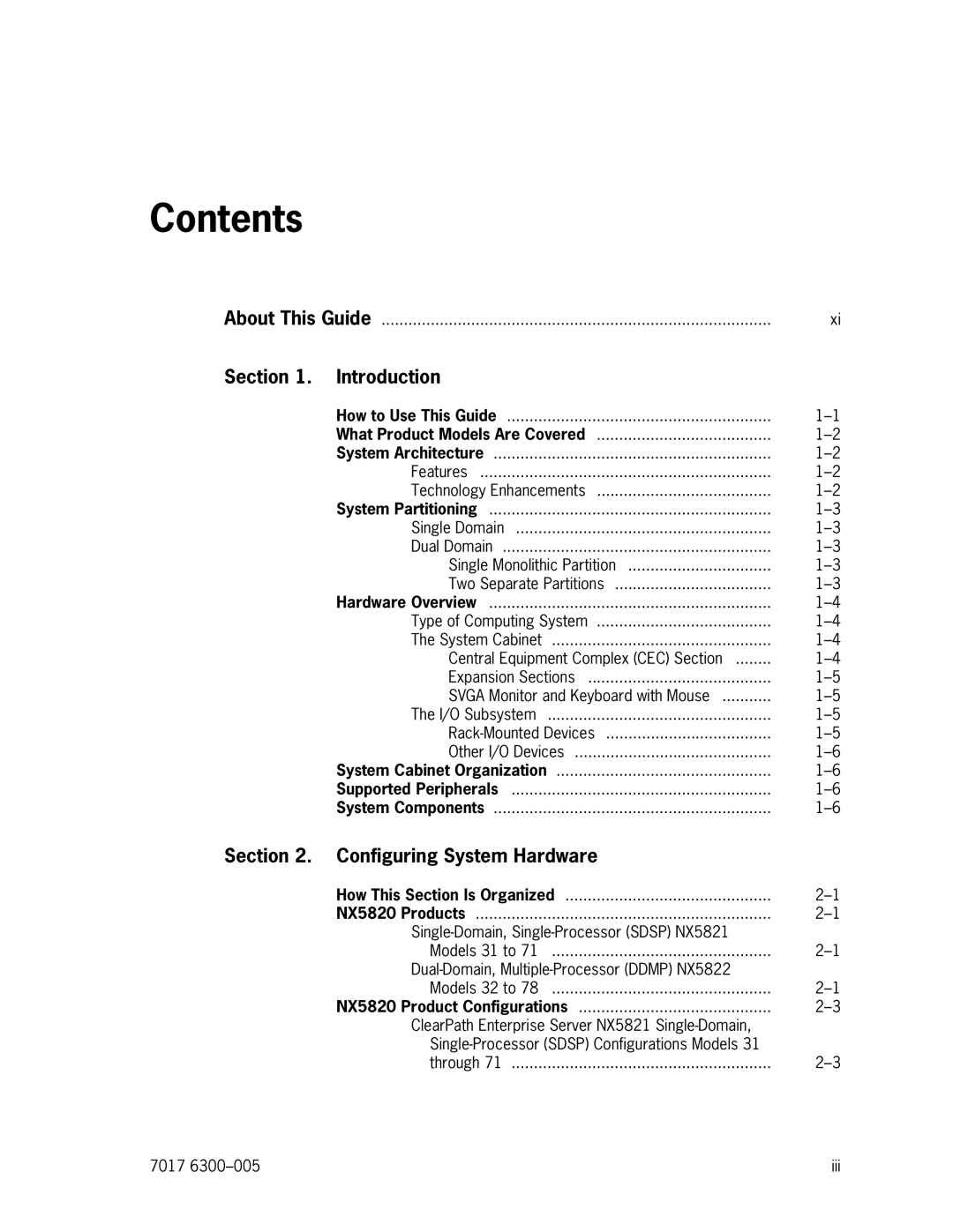 Unisys NX5820 manual Contents 