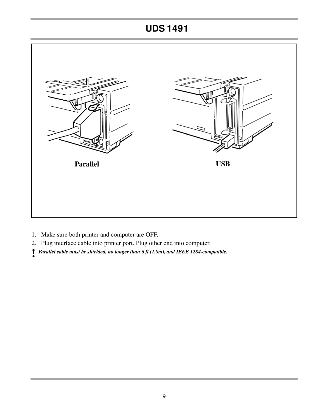 Unisys UDS 1491 setup guide Parallel 