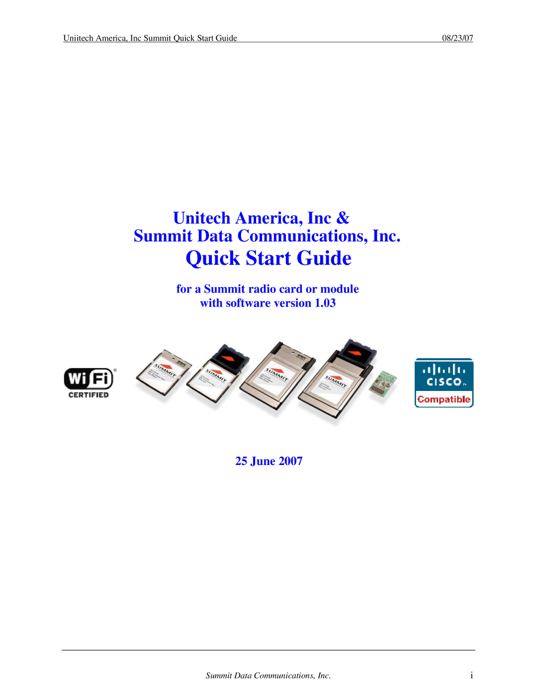 Unitech 1.03 quick start Quick Start Guide 