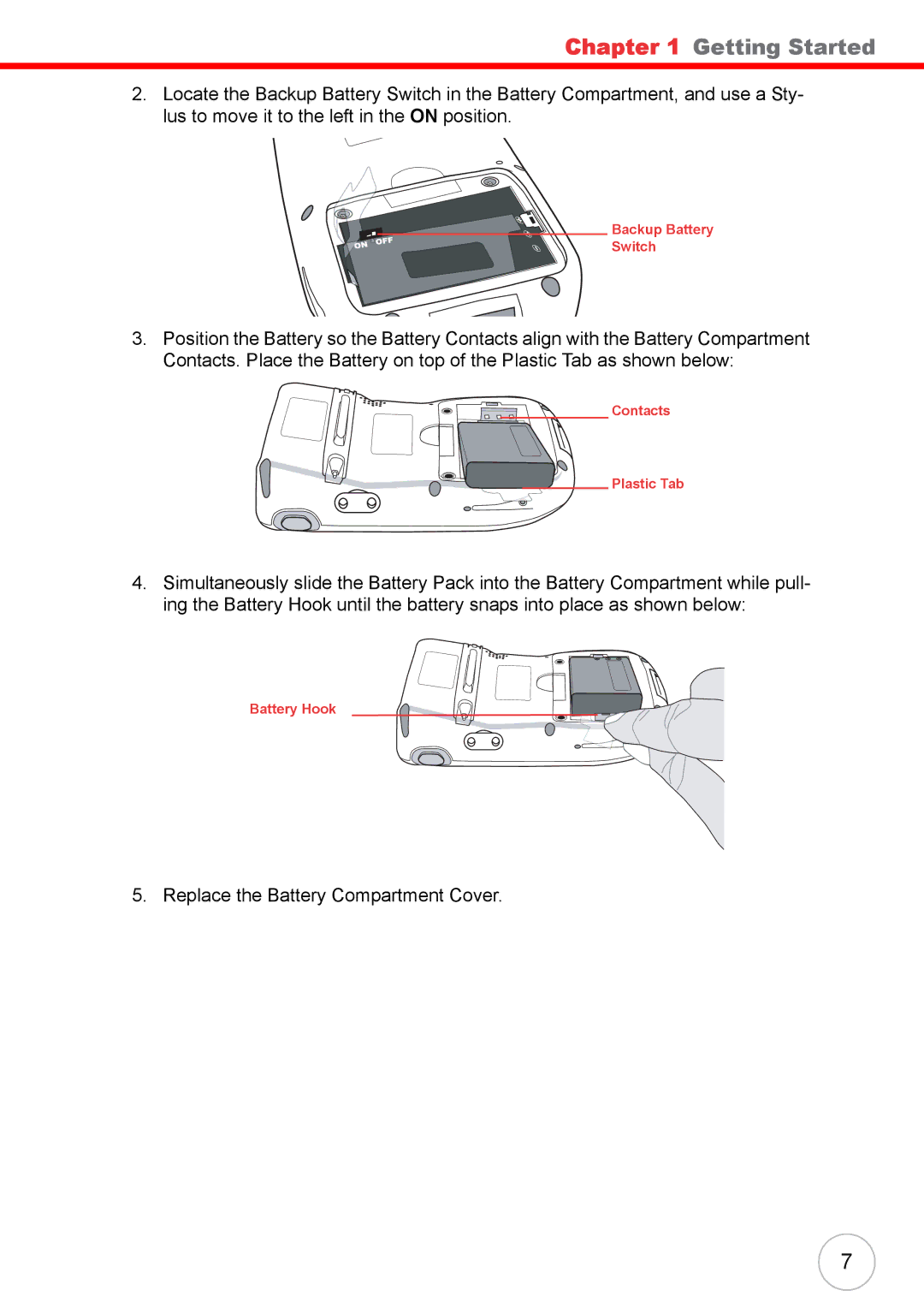 Unitech 38647G user manual Replace the Battery Compartment Cover 