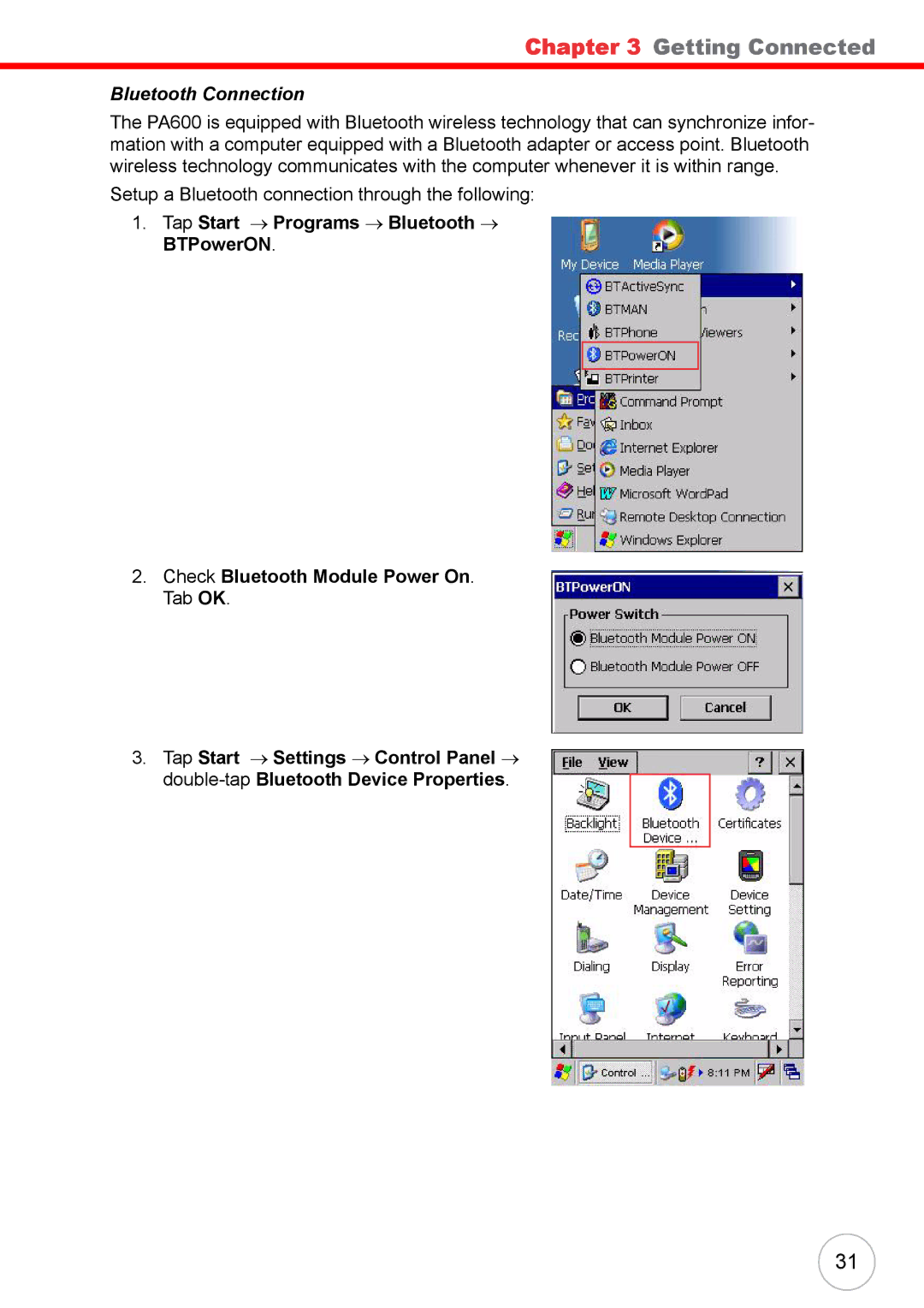 Unitech 38647G user manual Bluetooth Connection 