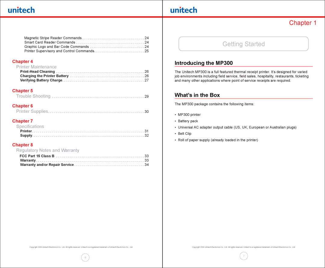 Unitech manual Getting Started, Introducing the MP300, What’s in the Box 