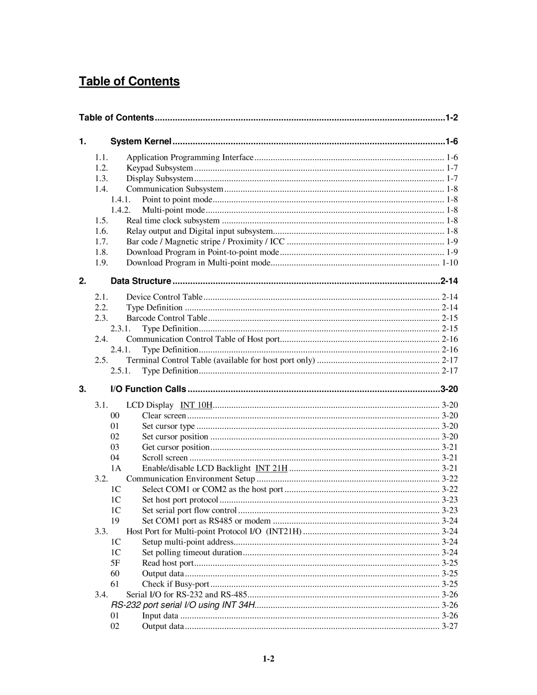 Unitech MR350MKII manual Table of Contents 