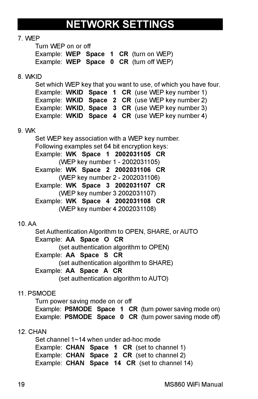 Unitech MS860 manual Network Settings 