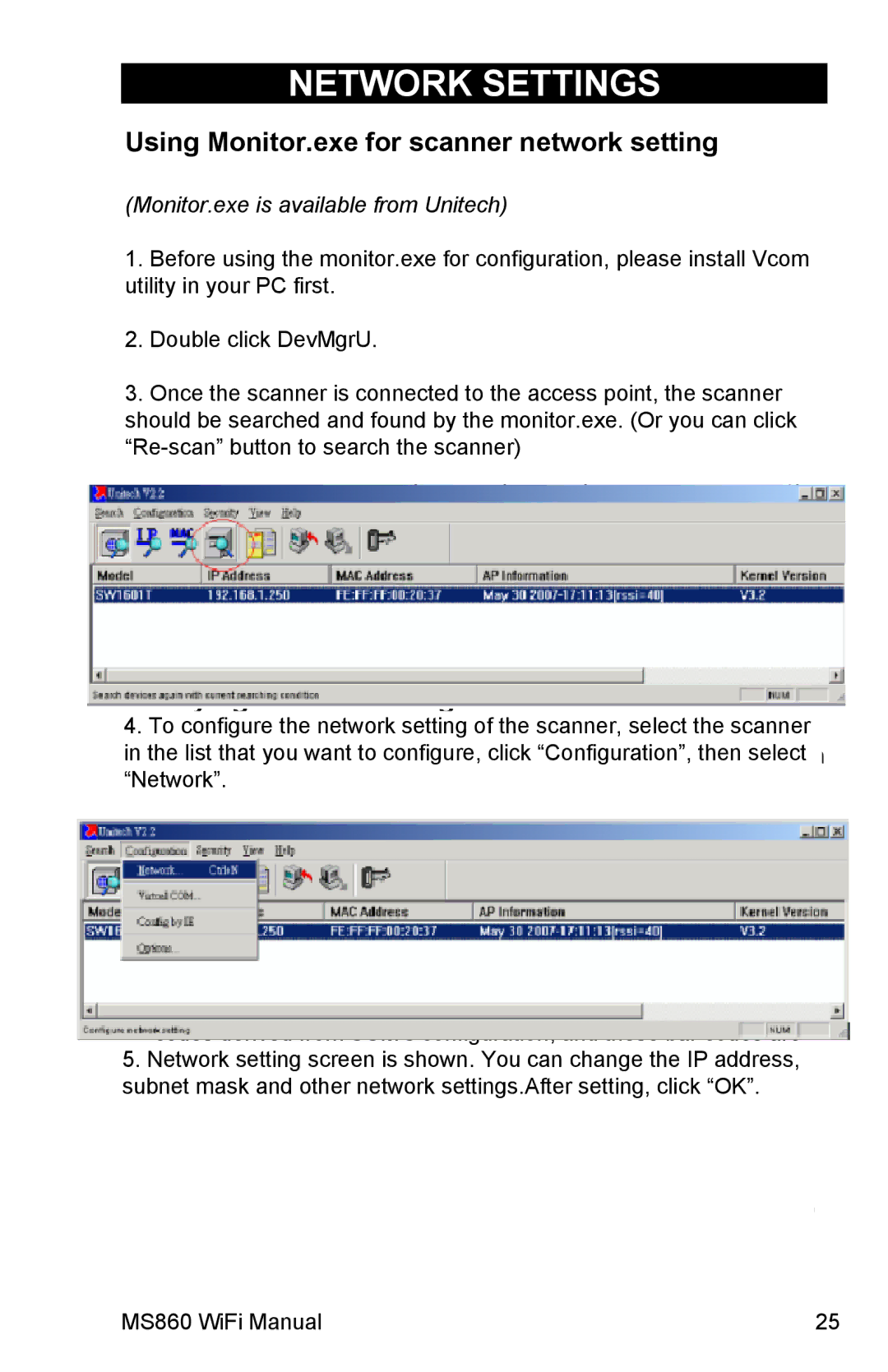 Unitech MS860 manual Vcom should automatically create a virtual com port for 