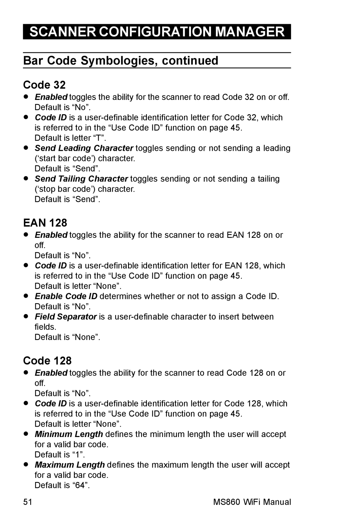 Unitech MS860 manual Code, Ean 