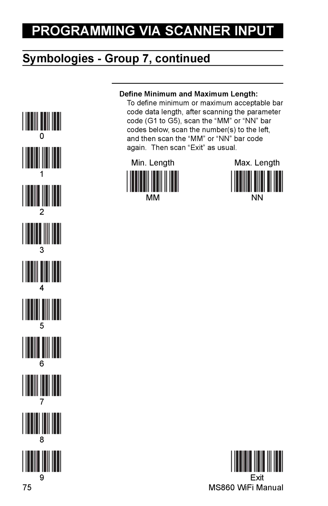 Unitech MS860 manual Exit 