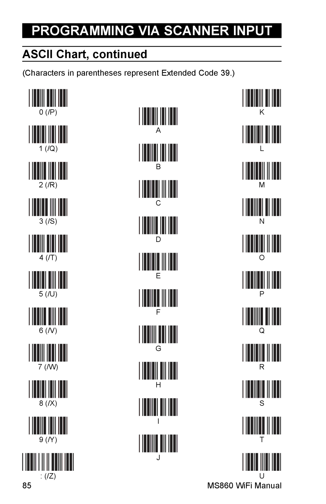 Unitech MS860 manual Programming VIA Scanner Input 