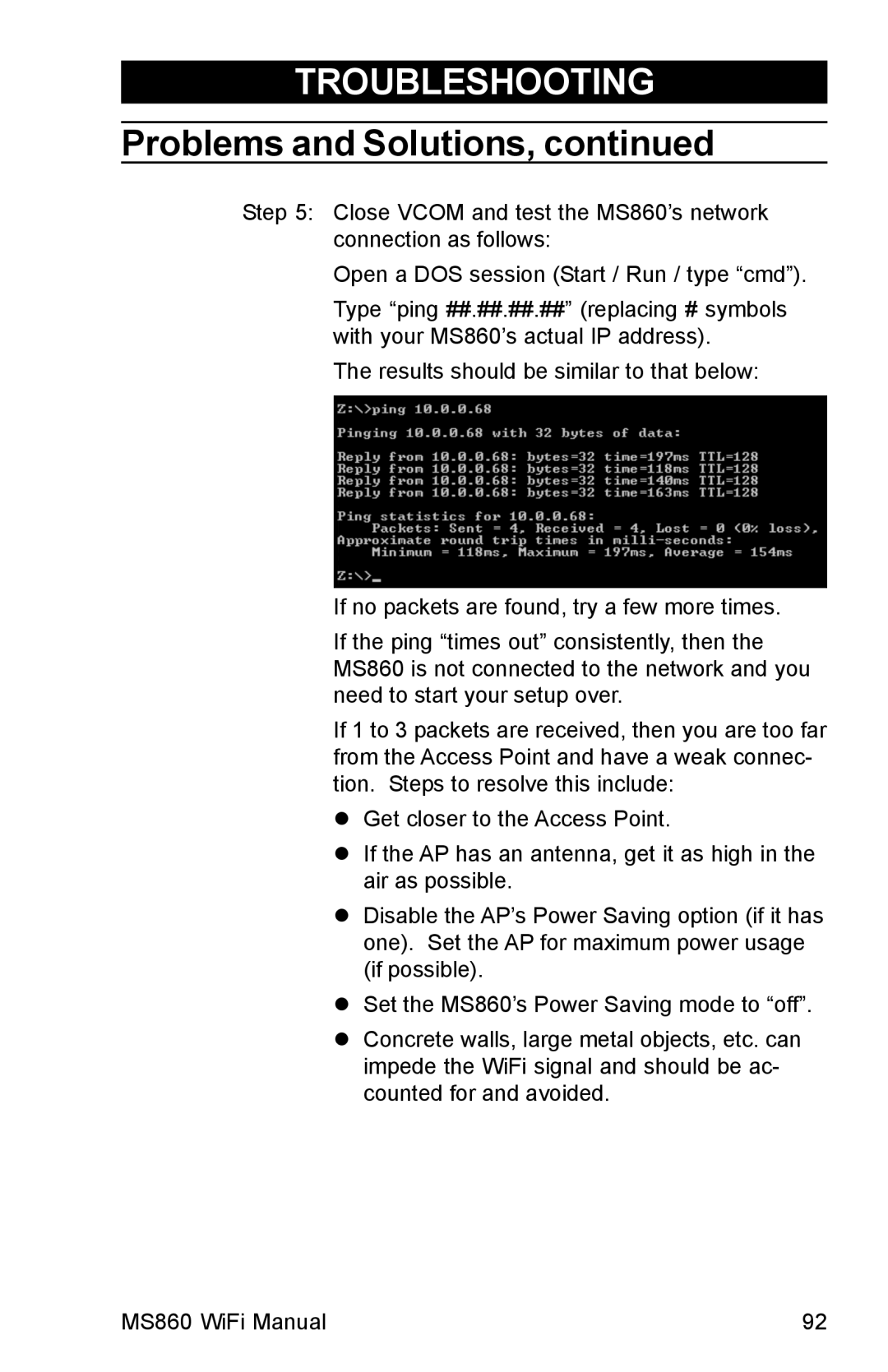 Unitech MS860 manual Troubleshooting 