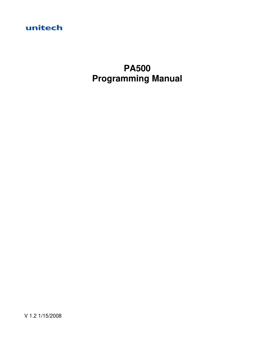 Unitech manual PA500 Programming Manual 