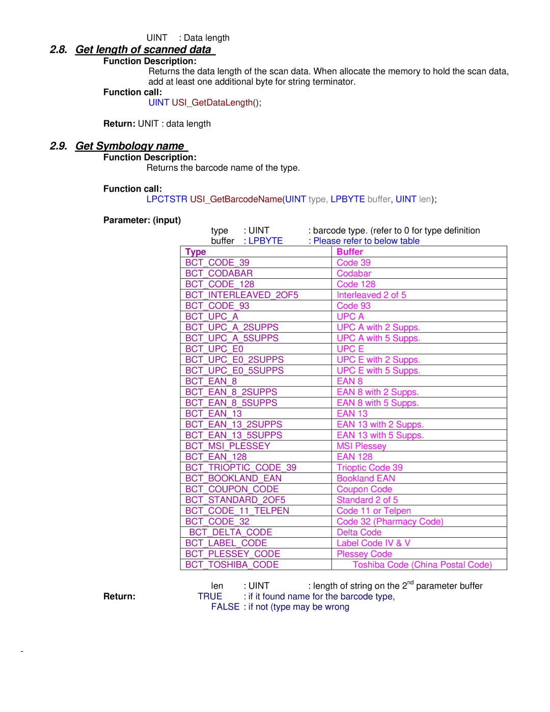 Unitech PA500 manual Get length of scanned data, Get Symbology name 