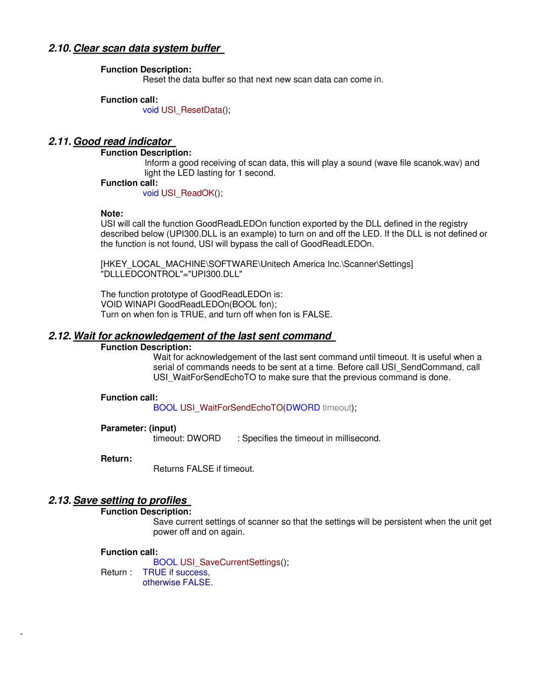 Unitech PA500 manual Clear scan data system buffer, Good read indicator, Wait for acknowledgement of the last sent command 