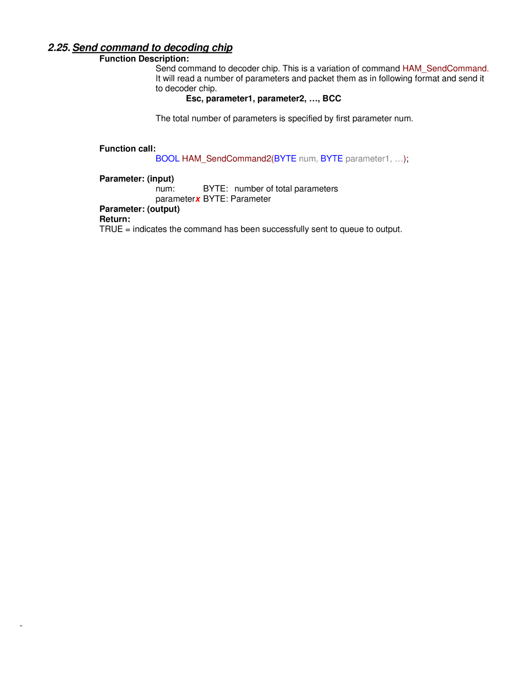 Unitech PA500 manual Send command to decoding chip, Esc, parameter1, parameter2, …, BCC 