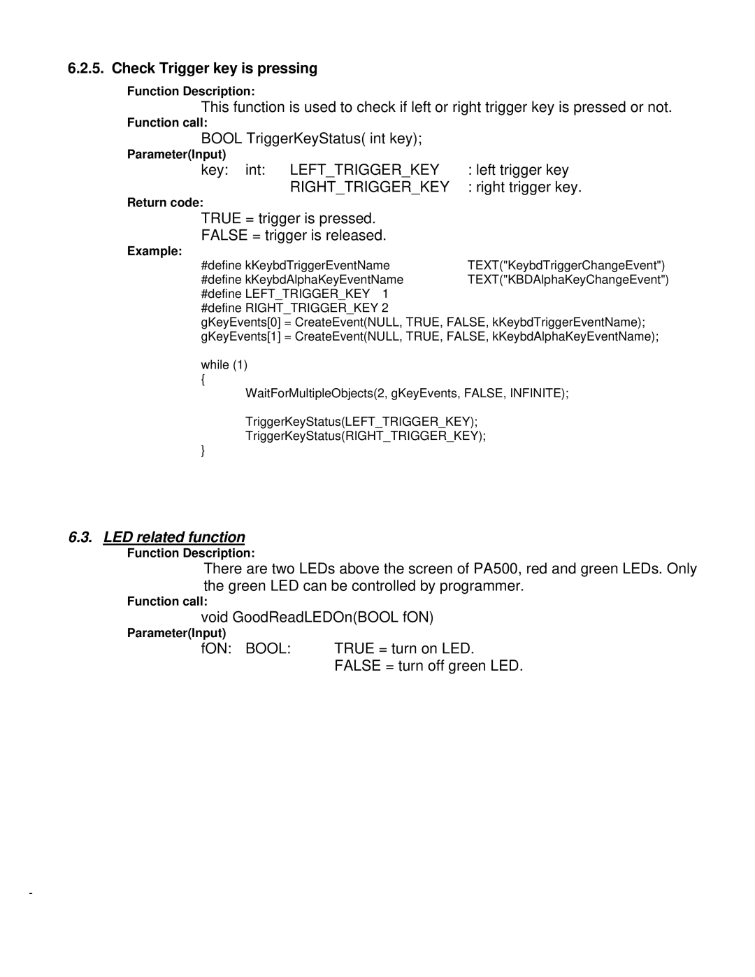 Unitech PA500 manual LED related function, Example 