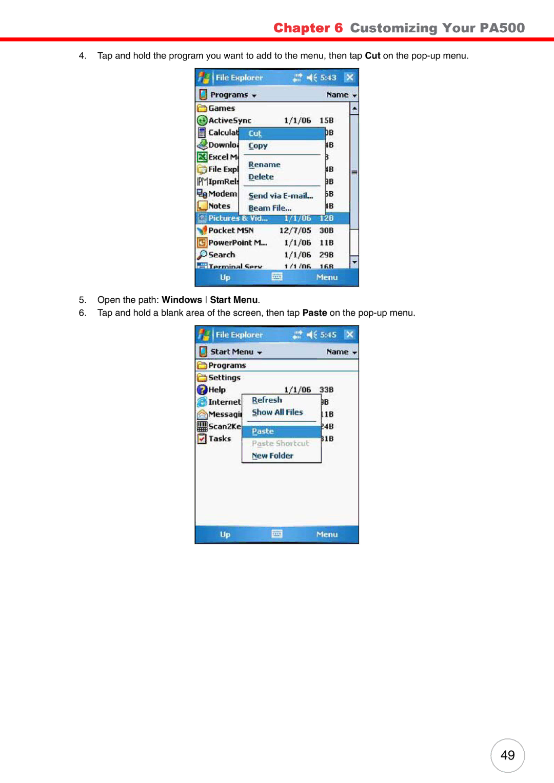 Unitech user manual Customizing Your PA500 