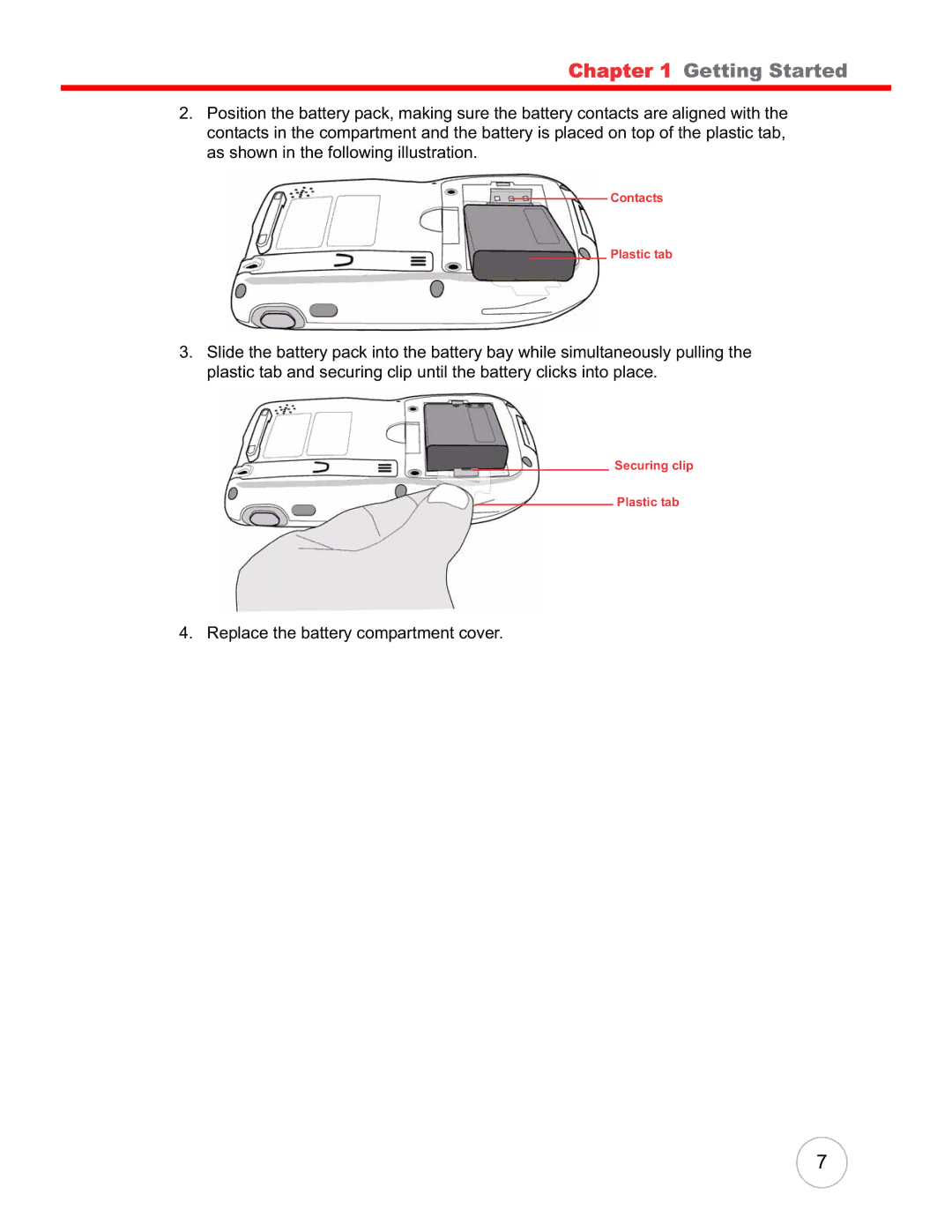 Unitech PA600 user manual Replace the battery compartment cover 