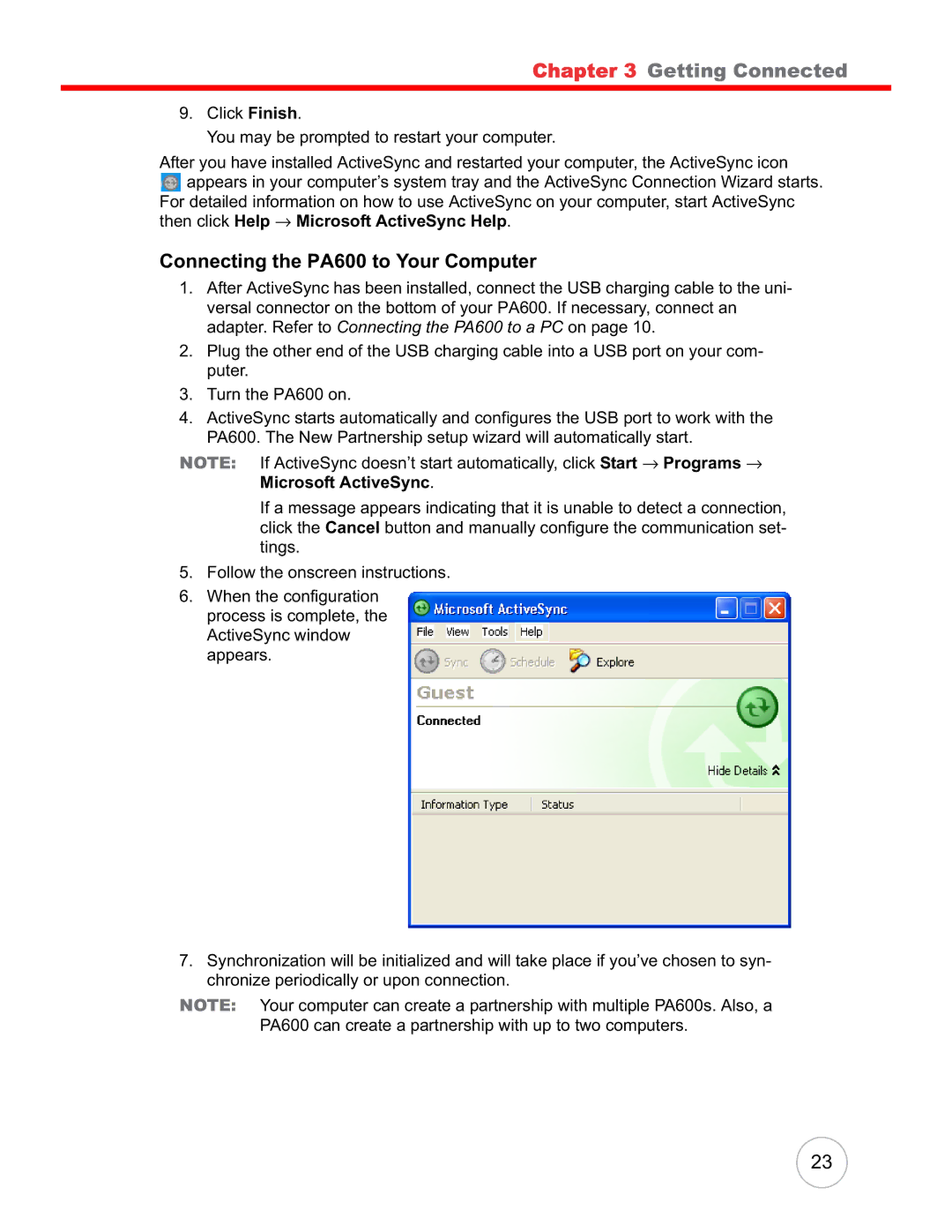 Unitech user manual Connecting the PA600 to Your Computer 