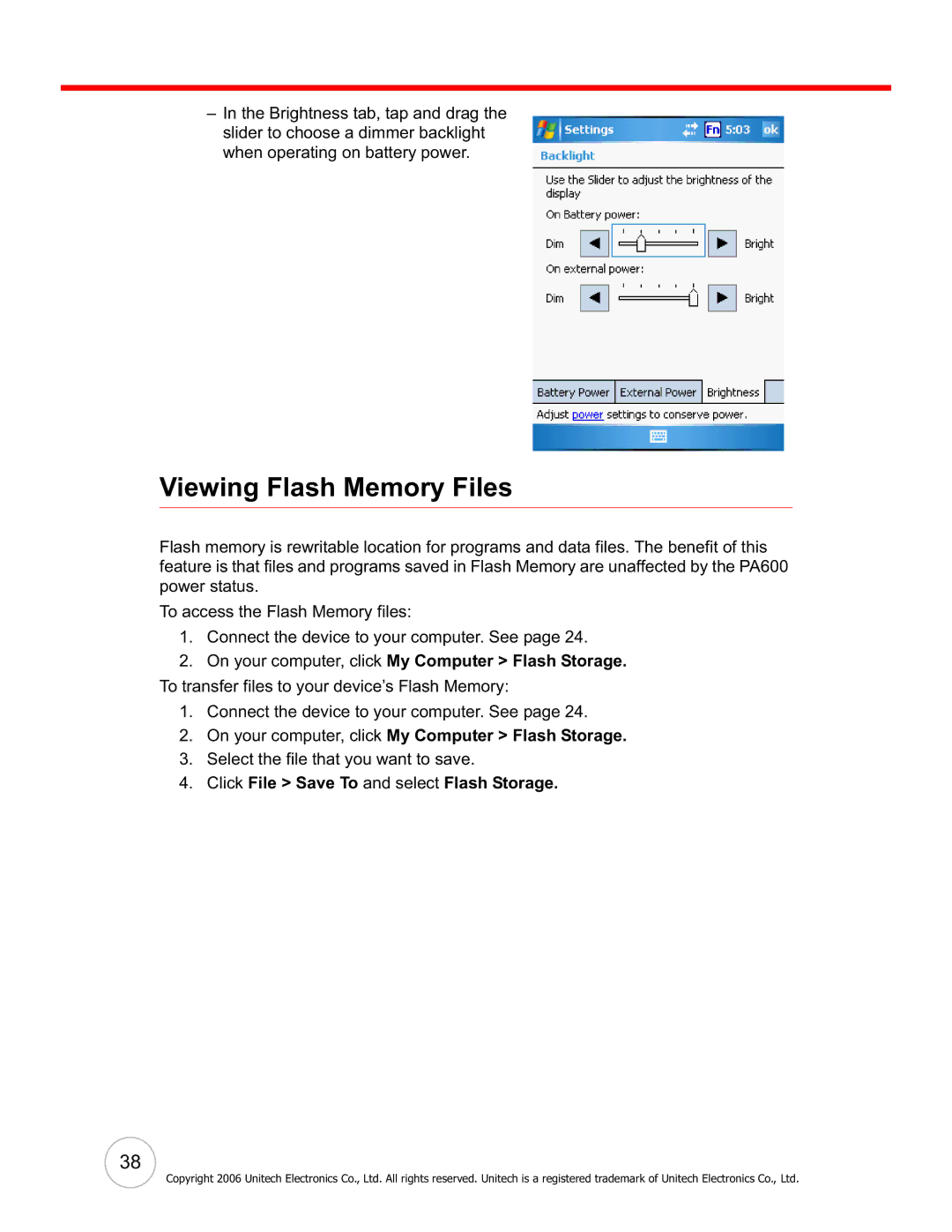 Unitech PA600 user manual Viewing Flash Memory Files, On your computer, click My Computer Flash Storage 