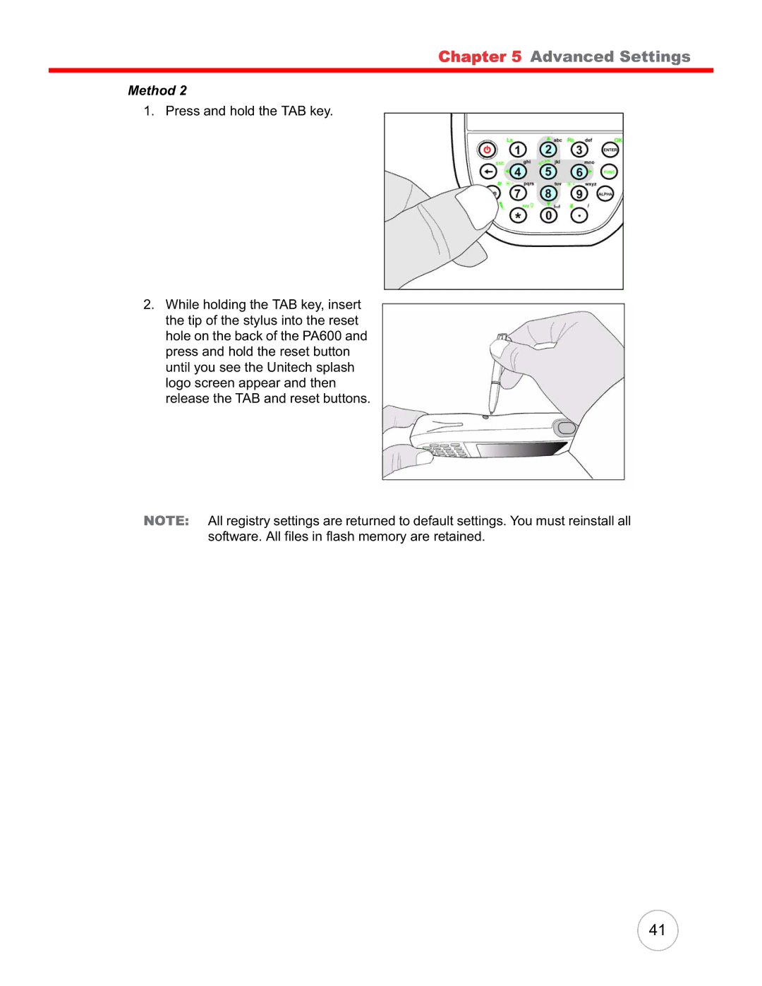 Unitech PA600 user manual Advanced Settings 