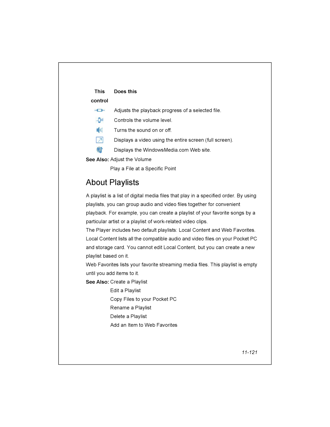 Unitech PA950 manual About Playlists, 11-121 