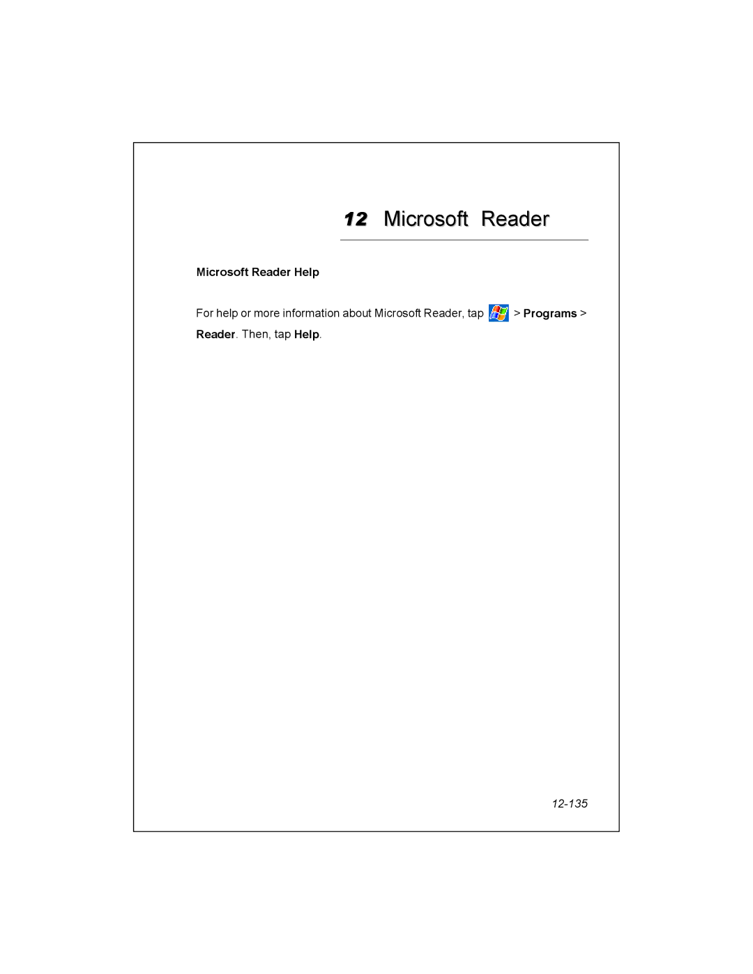 Unitech PA950 manual Microsoft Reader Help, 12-135 