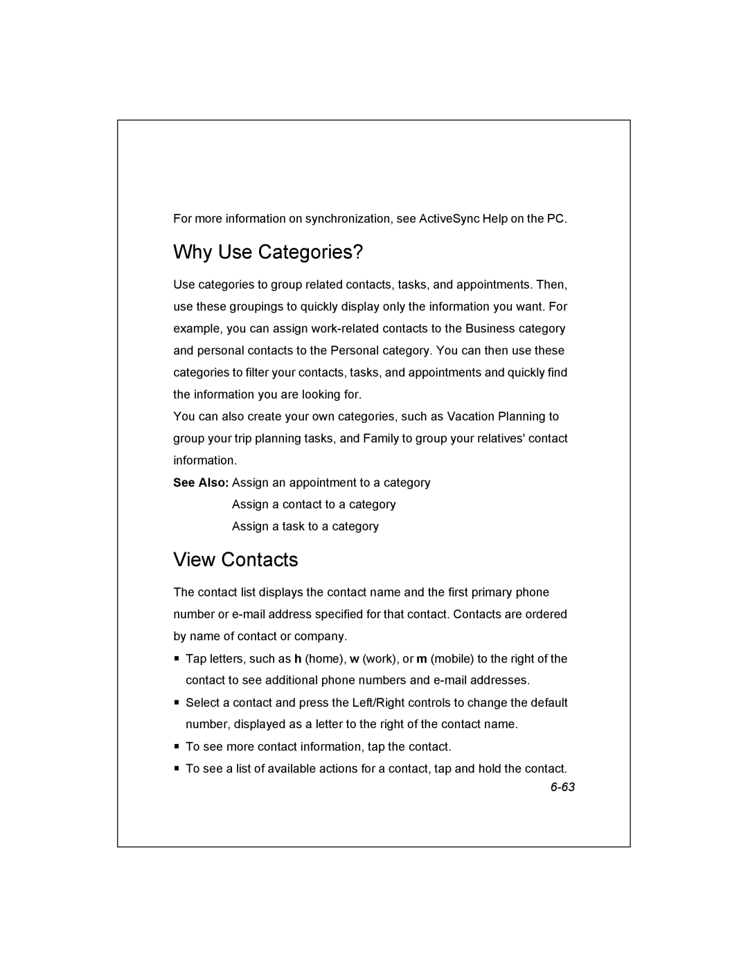 Unitech PA950 manual Why Use Categories?, View Contacts 