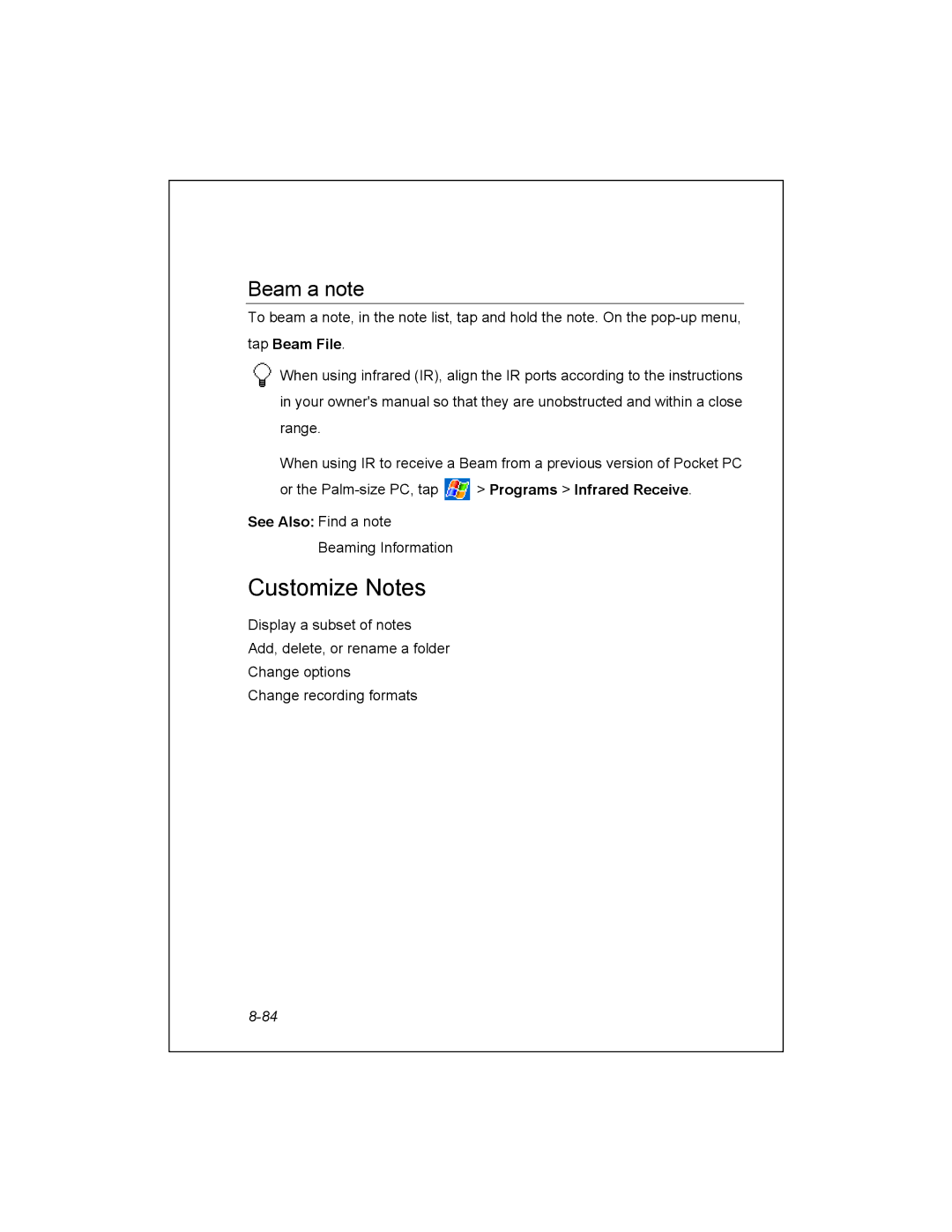 Unitech PA950 manual Customize Notes, Beam a note 