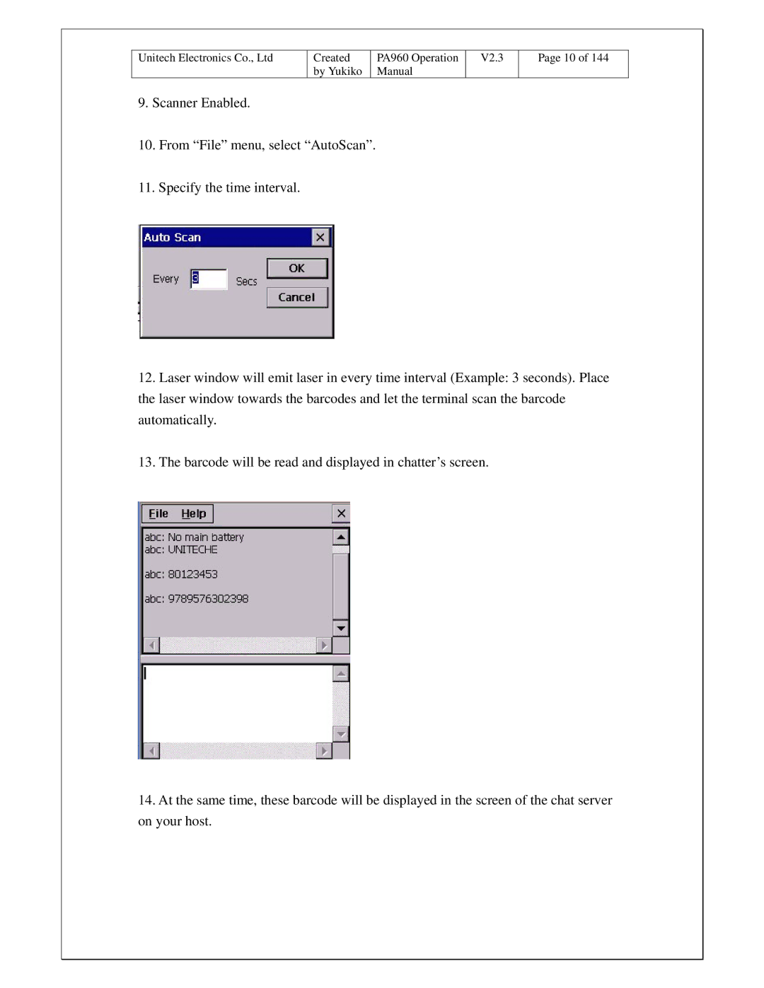 Unitech operation manual Created PA960 Operation V2.3 By Yukiko Manual 