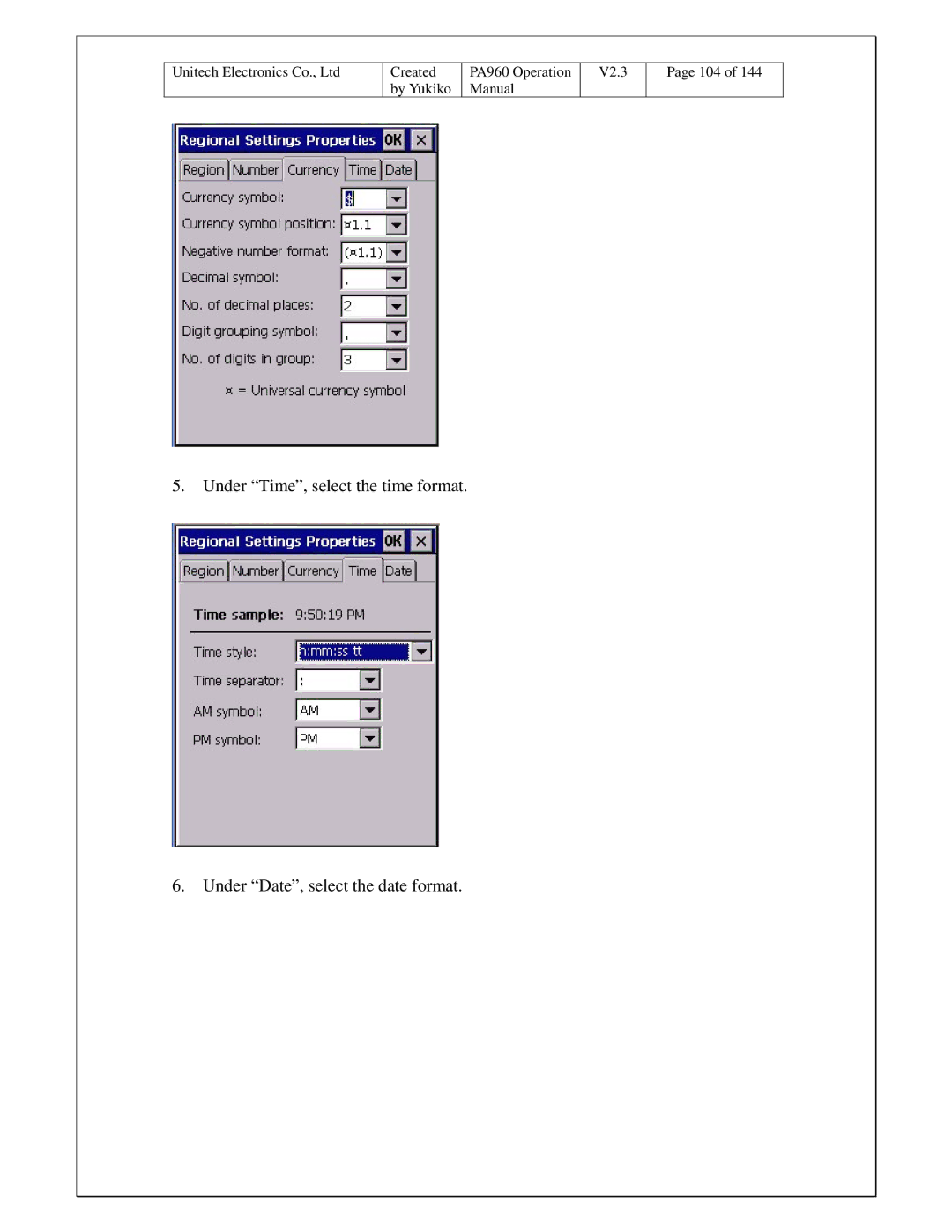 Unitech PA960 operation manual By Yukiko Manual V2.3 104 