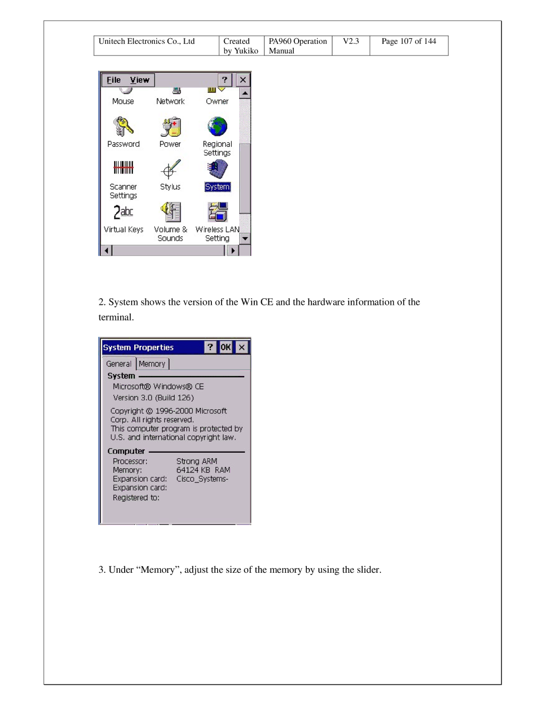 Unitech PA960 operation manual By Yukiko Manual V2.3 107 