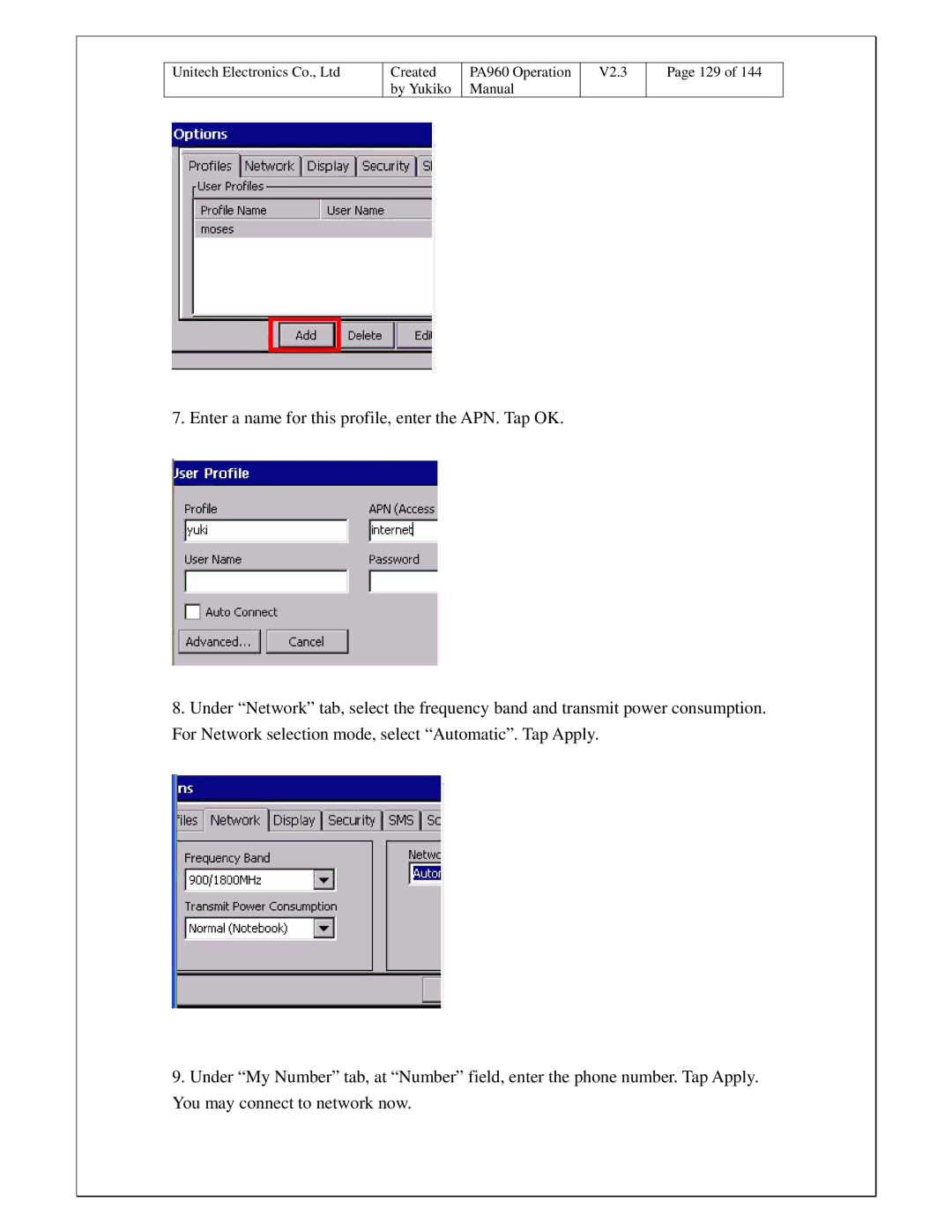 Unitech PA960 operation manual By Yukiko Manual V2.3 129 