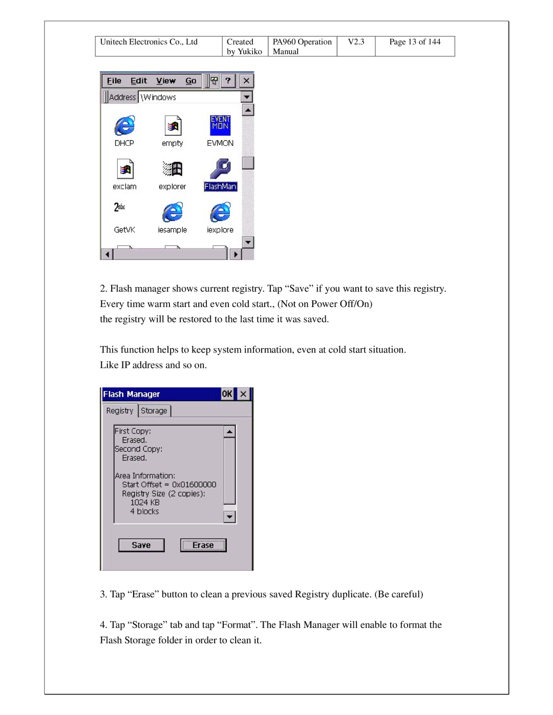 Unitech PA960 operation manual Created 